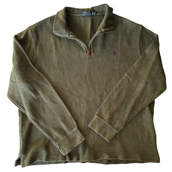 Polo Ralph Lauren Other - Polo Ralph Lauren Men's 1/4 Zip Pullover Sweater XL Olive Embroidered Pony